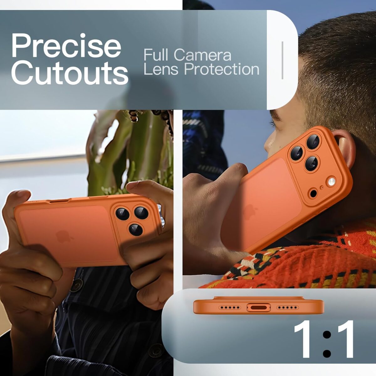 GenZcases Matte Case for iPhone 17 Pro 6.3-Inch, Shockproof Military Grade Drop Protection, Full Camera Lens Protection, Frosted Translucent Back Minimalist Phone Cover (Orange) - Image 2